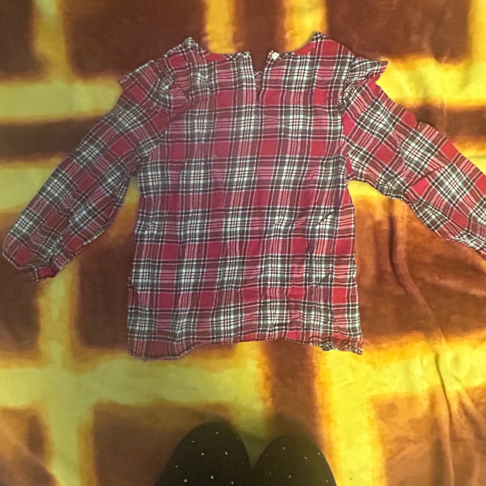 Crown & Ivy Red Plaid Kids Blouse